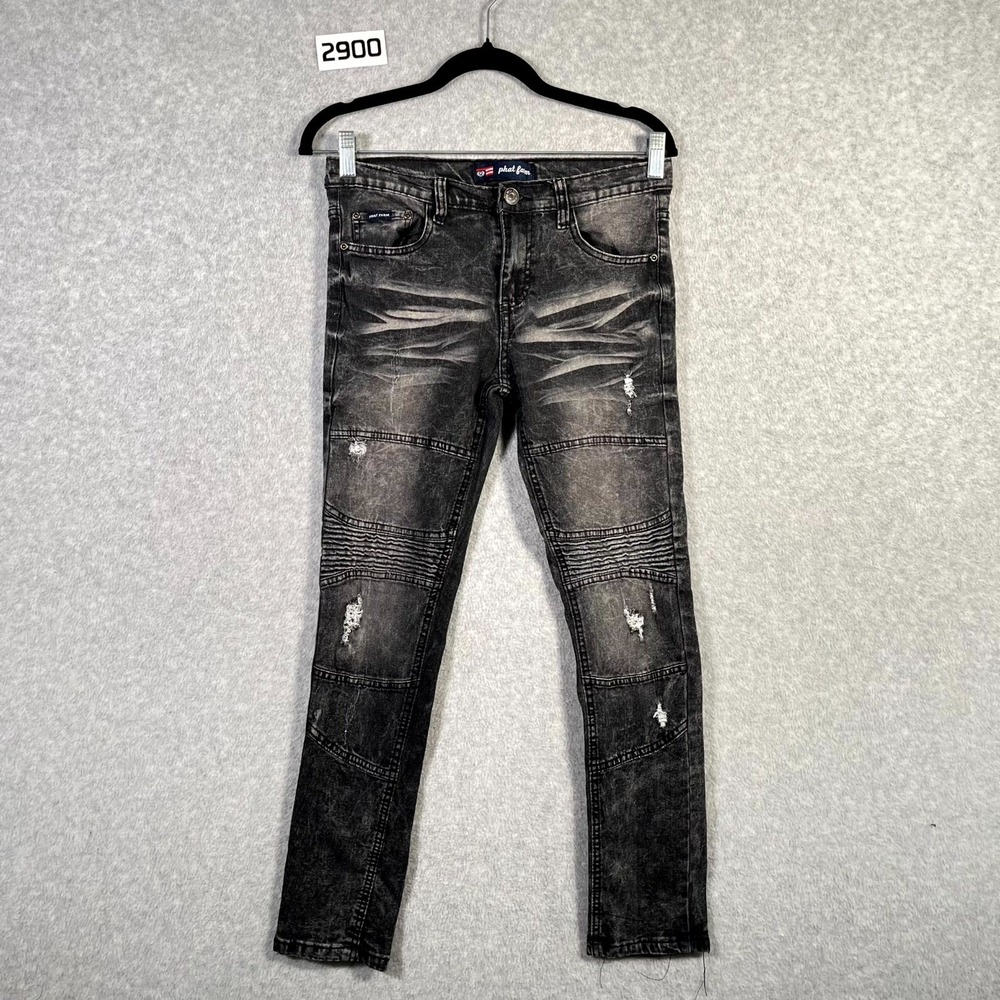 Phat Farm Skinny Jeans womens 14 Gray Denim Acid Wash Cotton‎ Stretch Distressed